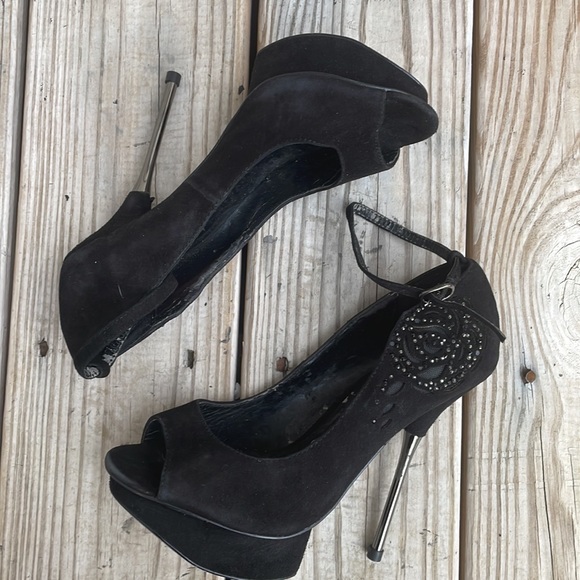 Betsey Johnson Black "Tryyst" Stiletto Heels Size 7 - Picture 10 of 15